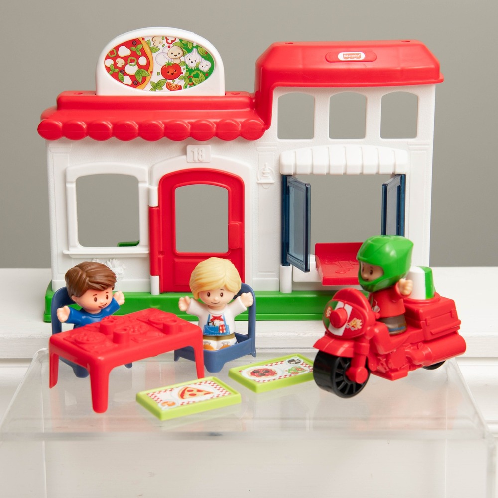 Little People We Deliver Pizza Shop Playset with Motorcycle and 3‎ Figures